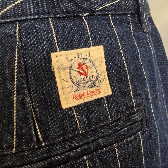 Ralph Laurel Jeans Blazer And Skirt Size 6 Blue With Pin Strips 100% Cotton - Picture 14 of 16